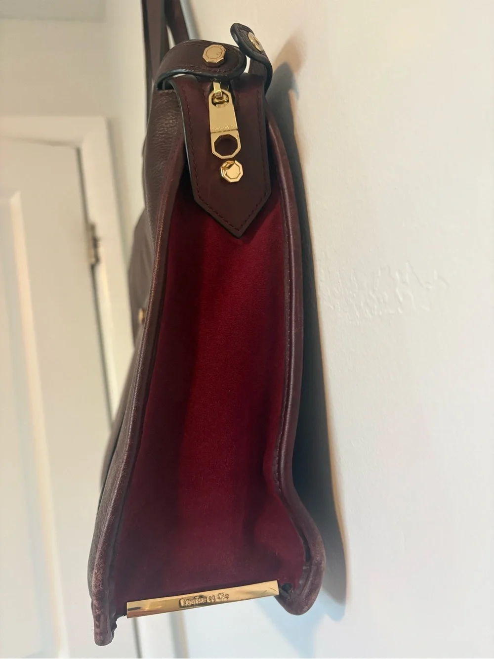 Louise et Cie Aubergine/Rosewood Leather Laptop Tote